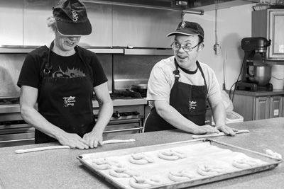 Scott and Cook are both baker/cooks for Battenkill Culinary Services, a team that includes adults with developmental disabilities. The group makes snack foods for area wineries and craft beer Joan K. Lentini photo
