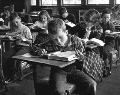 Clemens Kalischer’s photo of a one-room school in Peacham, Vt., was one a series he took in 1958 for Vermont Life and is featured in a current exhibit of his work at the Bennington Museum. Copyright 2017 Clemens Kalischer/courtesy Image Photo
